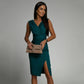 Variant image for Elegant Sleeveless Midi Dress with V Neckline and Side Slits for Office or Formal Occasions-11