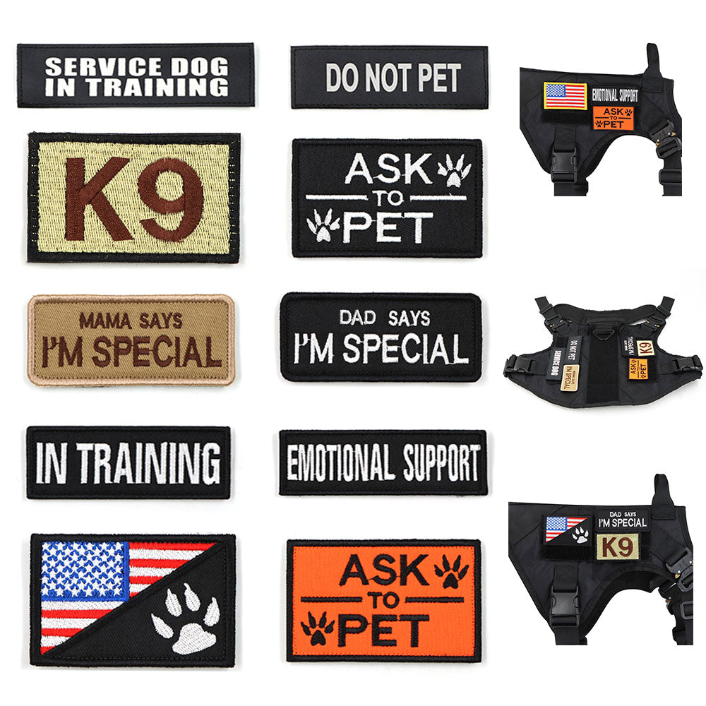 Dog Harness Patches Kit 12 Hook And Loop Patches For Harnesses Do Not Pet Service In Training USA Flag Fall 2025 Gift