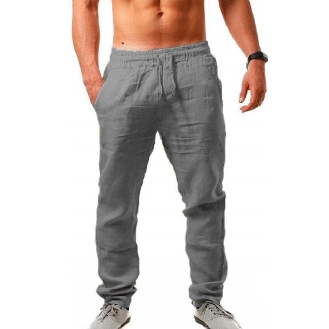 Lightweight Men's Linen Pants - Breathable Casual Trousers in Neutral Colors for Summer Comfort-3