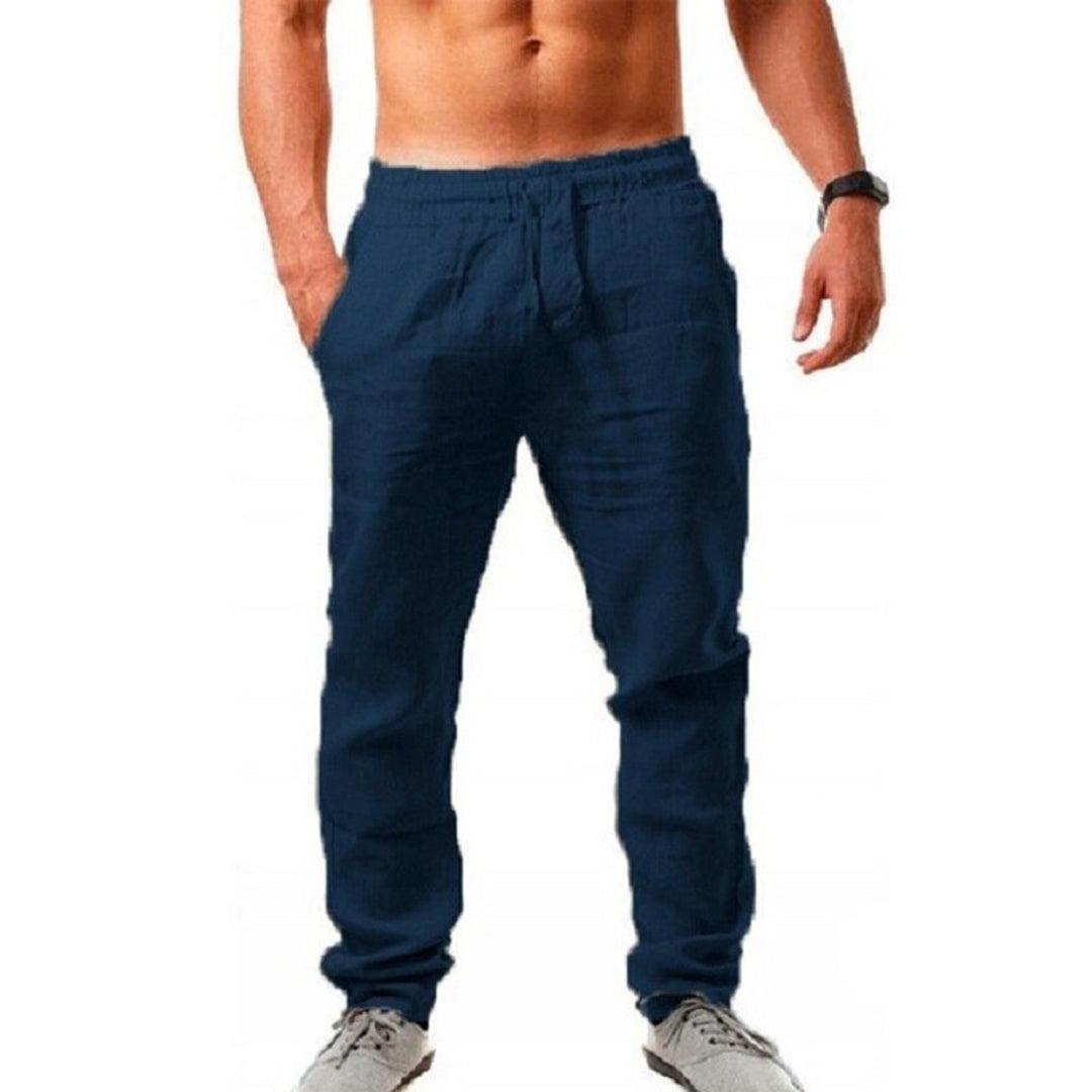 Lightweight Men's Linen Pants - Breathable Casual Trousers in Neutral Colors for Summer Comfort-5