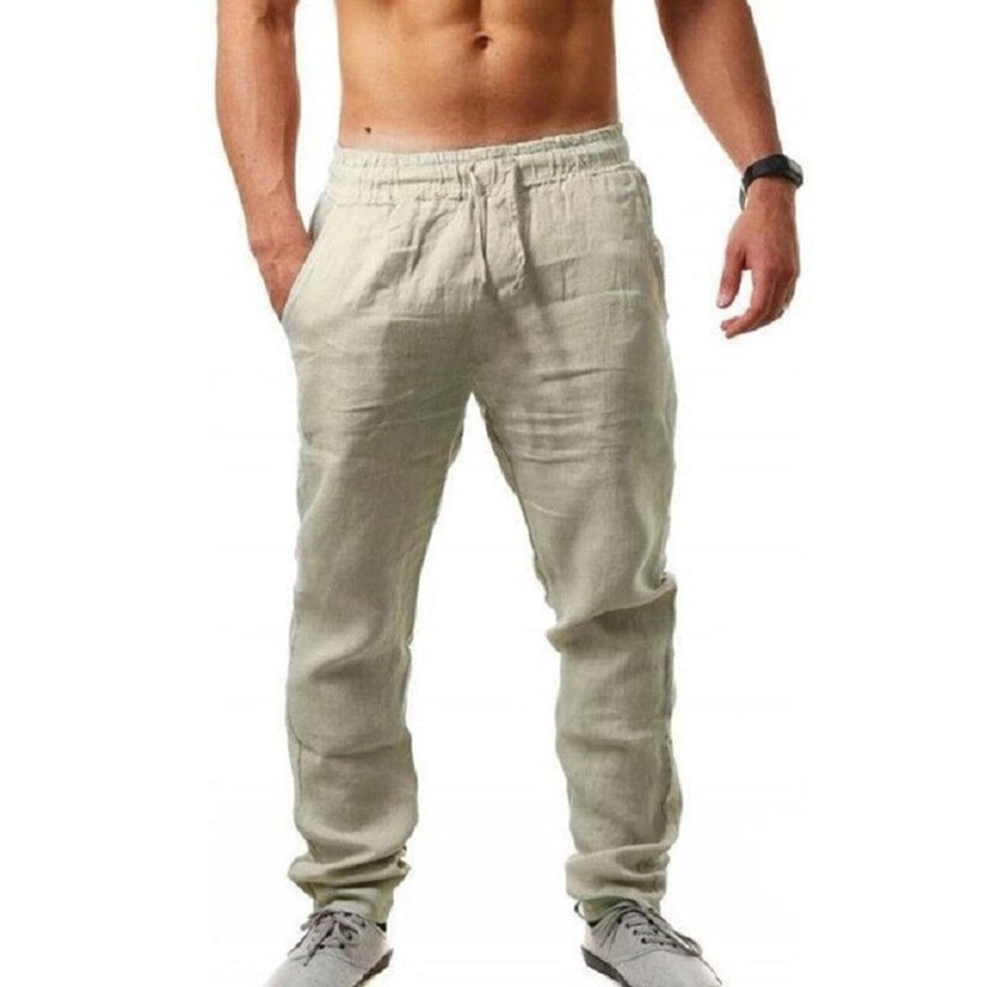 Variant image for Lightweight Men's Linen Pants - Breathable Casual Trousers in Neutral Colors for Summer Comfort-19