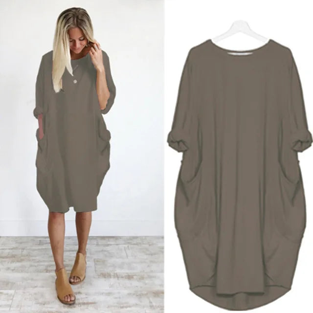 Variant image for Plus Size Women's Dress with Pockets, Oversize Relaxed Fit, Soft Lightweight Fabric, Sizes S-5XL-25