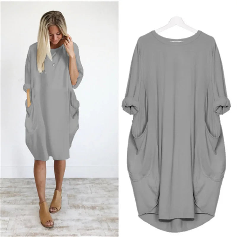 Variant image for Plus Size Women's Dress with Pockets, Oversize Relaxed Fit, Soft Lightweight Fabric, Sizes S-5XL-33