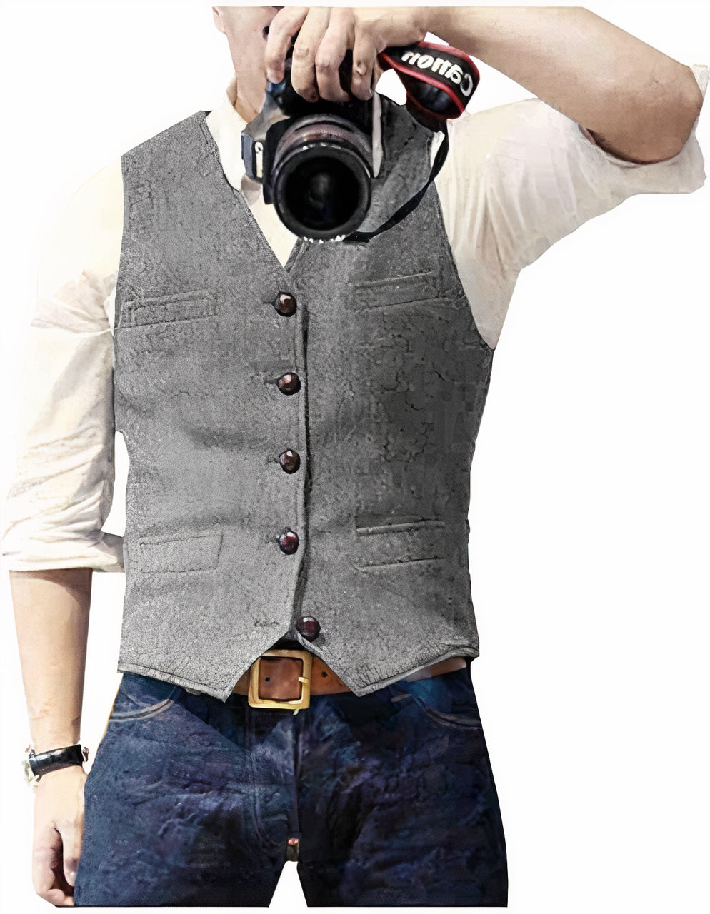 Stylish Men's Waistcoat Vest with Button Closure, Classic Design for Formal and Casual Occasions, Premium Fabric Blend-4
