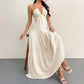 Elegant Backless V-Neck A-Line Dress for Women, Pleated Ankle-Length Summer Wedding Guest Dress 1