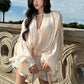 Elegant Women's Dress with Ruched Design, Lantern Sleeves, and High Waist for Summer Events 4