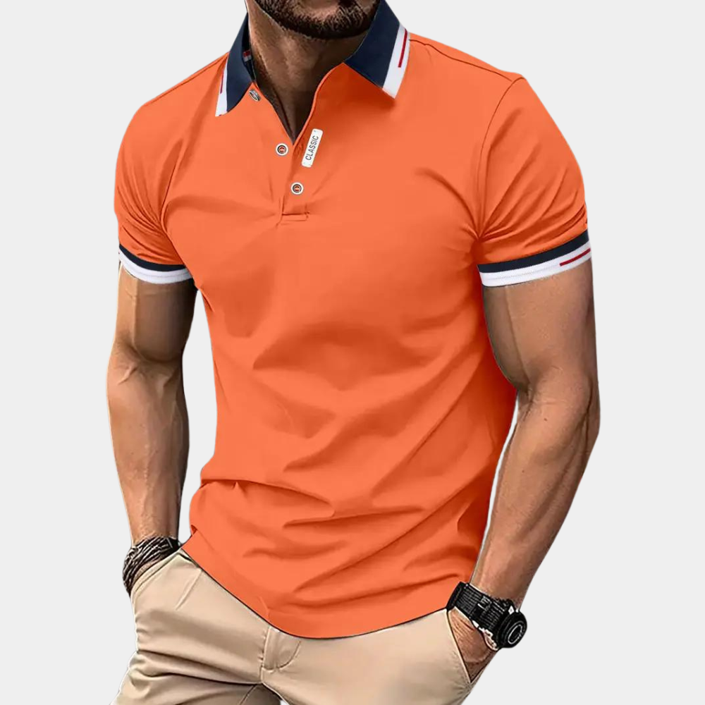 Men's Orange Polo Shirt, Comfortable Fit, Breathable Fabric for Casual Wear and Sports Events, Available in S-XL-1