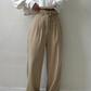 High-Waisted Pleated Trousers for Women with Drawstring Waist, Cotton Blend, Regular Fit, Versatile Casual or Dressy Style-2