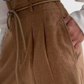 High-Waisted Pleated Trousers for Women with Drawstring Waist, Cotton Blend, Regular Fit, Versatile Casual or Dressy Style-5