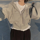 Cozy Oversized Women Zip Hoodie - Relaxed Cropped Cotton