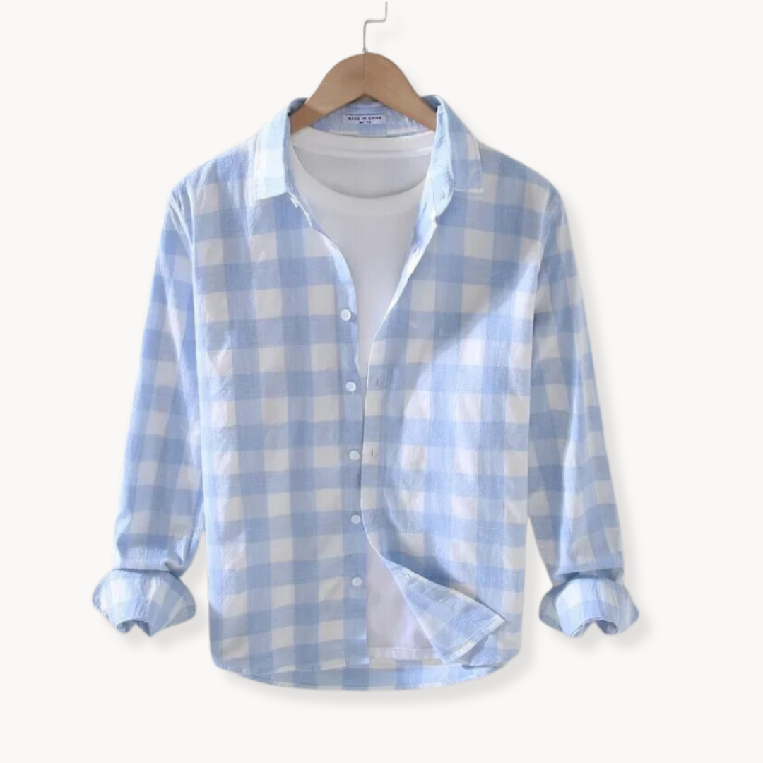 Variant image for Men's Long Sleeve Checkered Shirt in 100% Cotton, Versatile Button Closure, Classic Style, Available in Various Sizes-1