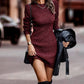 Plus Size Knitted Long Sleeve Dress for Women - Stylish Winter Wear, Comfortable Casual or Formal Dress-1