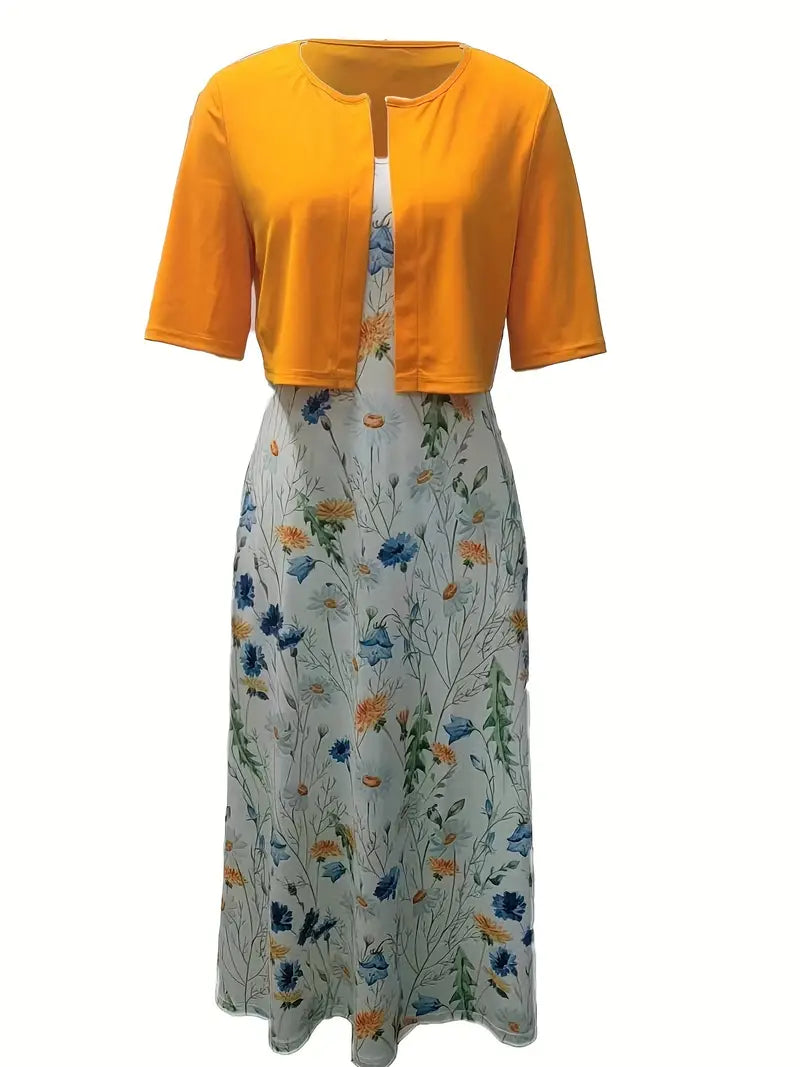 Fließendes Damenkleid – einfarbiges Oberteil, floral, für Hochzeitsgast oder festliche Anlässe 6