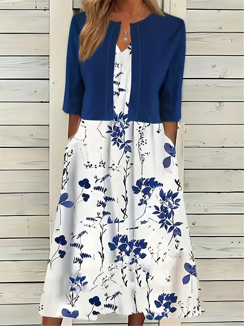 Fließendes Damenkleid – einfarbiges Oberteil, floral, für Hochzeitsgast oder festliche Anlässe 9