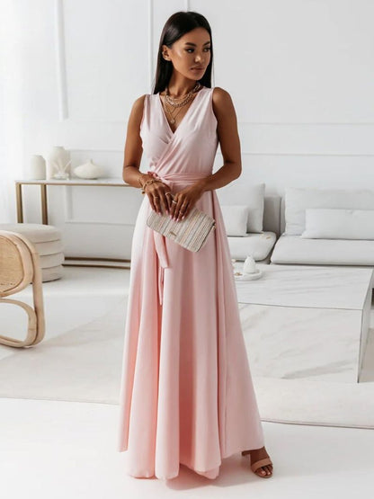 Variant image for Elegant V-Neck Women's Dress, Flattering Knee-Length Cocktail Dress for Formal and Casual Occasions, Breathable Fabric-1