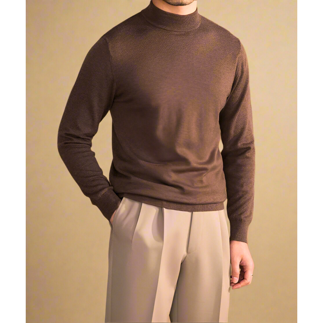 Plush Timeless Men's Turtleneck Sweater - Fitted, Wool, Work