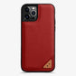 Leather Iphone 13 Case Red Slim Deluxe Protective Cover
