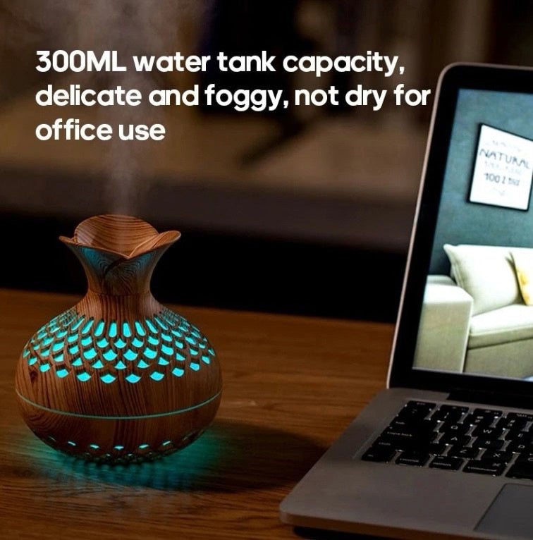 Wood Grain Humidifier 300ml USB Aroma Diffuser for Household Use