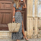 Variant image for Elegant Boho Women's Maxi Dress, V-Neck Short Sleeve Summer Dress, Adjustable Belt, Full-Length, Soft Polyester, Multiple Colors Available-34