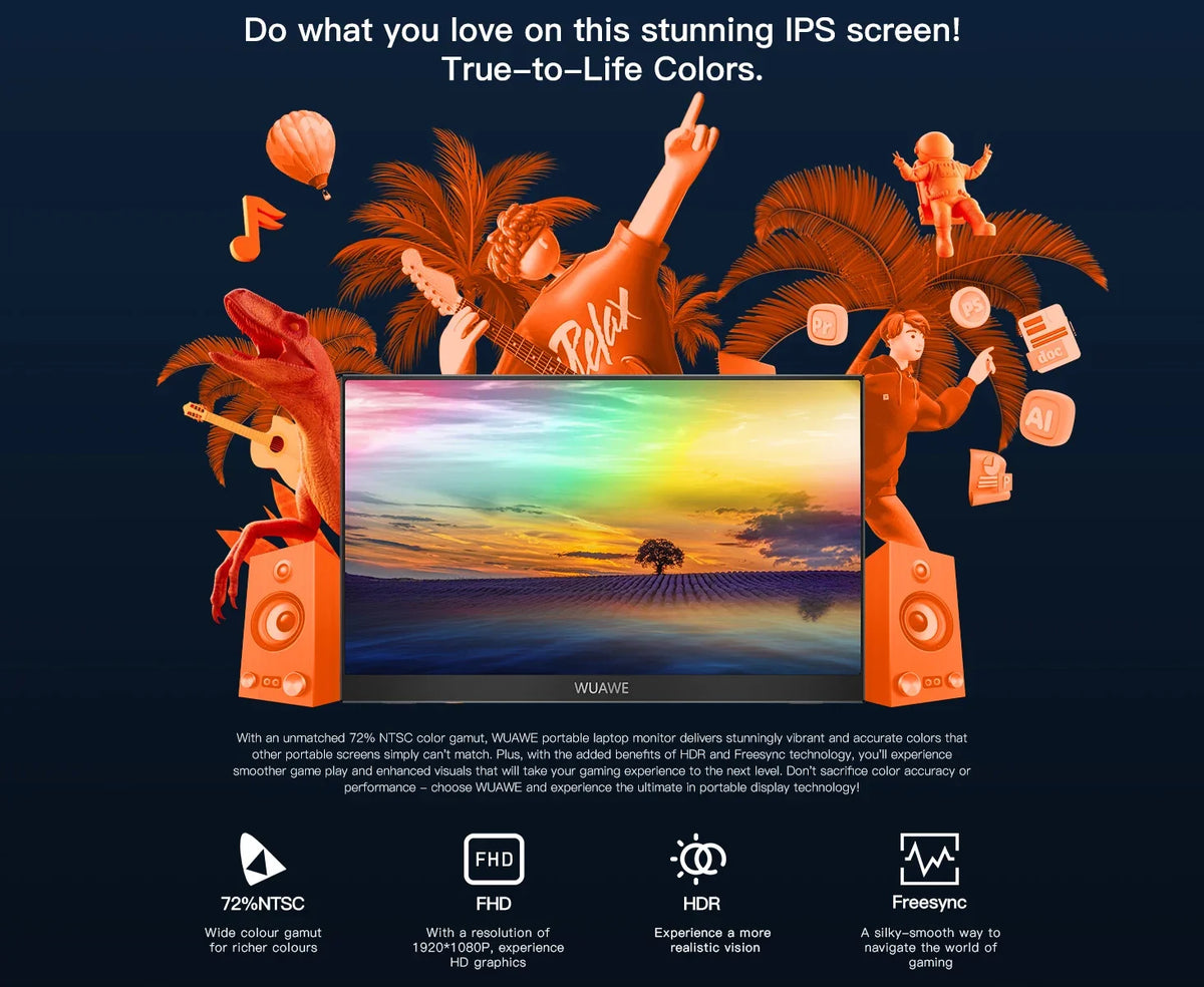 15.6 Inch Travel-Friendly Monitor USB C HDMI HDR Travel Screen