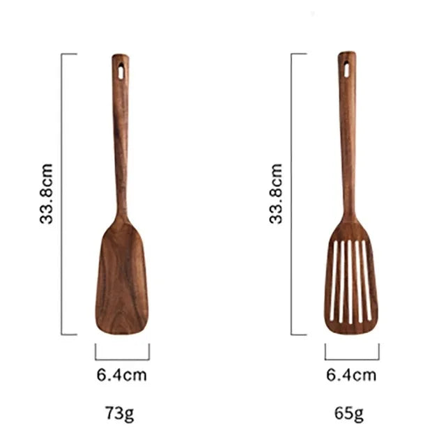 Eco-Friendly Cooking Spoons Non-Stick Safe 2026 – Organic Teak Wooden Kitchen Utensil Kit