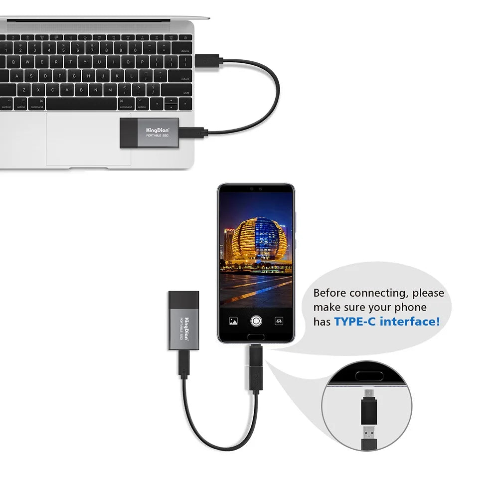 Travel-Friendly SSD USB 3.0 Type C External Pocket Drive Fall 2025 Holiday Gift Fast Dependable Backup For Business Travel