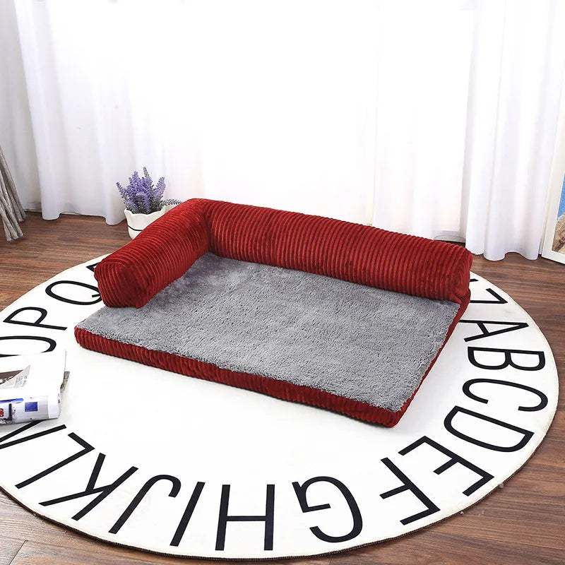Dog Bed Coral Fleece L Shaped Sofa Bed Fall 2025 Water-Resistant Bolster Cushion Machine Washable Cozy Support