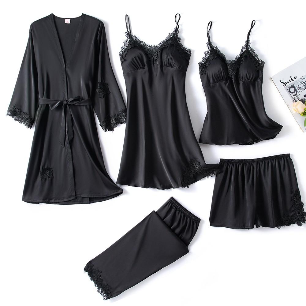 Silk Pajamas Set for Women, Adjustable Straps, Elegant Lace Design, Soft and Comfortable Sleepwear, Breathable Satin Fabric-2