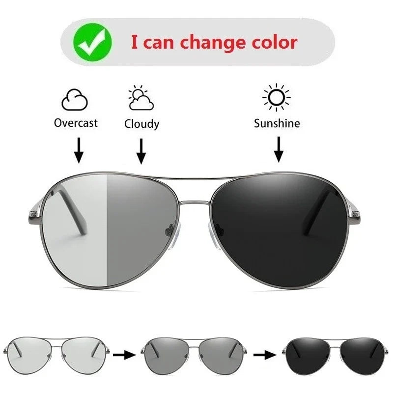 Sunglasses Photochromic for Men & Women - Chameleon Vintage UV400 Driving Glasses