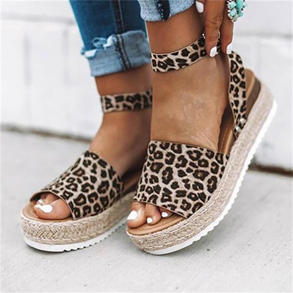 Variant image for Women's Faux Suede Platform Sandals with Adjustable Ankle Straps, Open Toe, 2 Espadrille Height-19