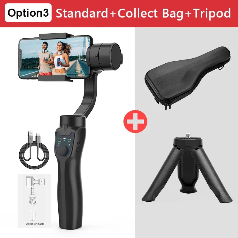 3-Axis Hand-Held Gimbal Stabilizer with Accessories - Anti Shake Smartphone Video Holder for Android & iPhone