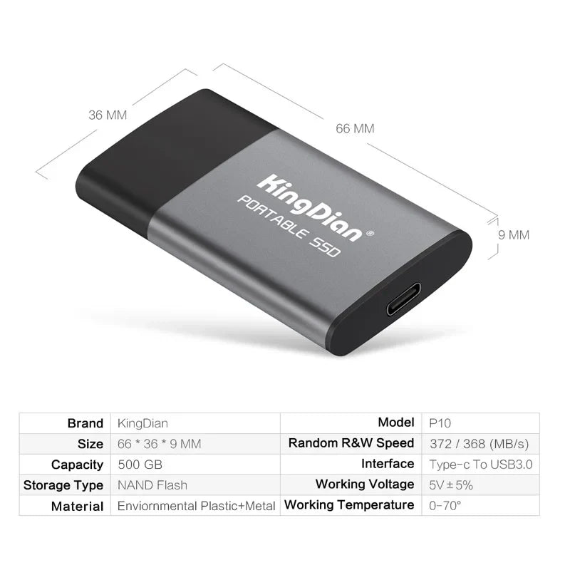 Travel-Friendly SSD USB 3.0 Type C External Pocket Drive Fall 2025 Holiday Gift Fast Dependable Backup For Business Travel