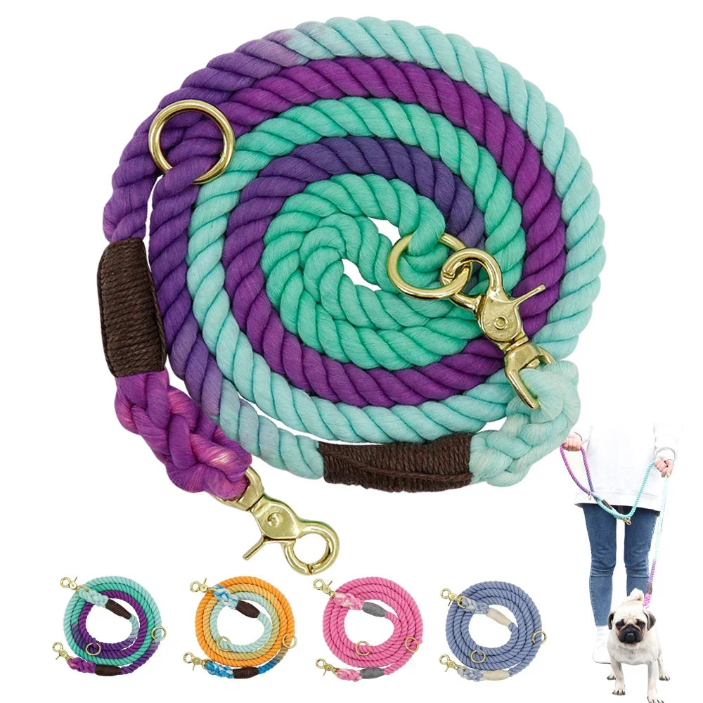 Dog Leash Rope Nylon Heavy Duty Walking Lead Hiking Training Fall 2025 Cozy Leather Wrapped Grip