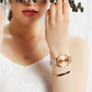 women's Timeless rose gold quartz wristwatch - stainless steel water-resistant minimalist round dial