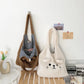Tote Bag Plush Cartoon Embroidery Shoulder Bag Winter 2025 Cozy Faux Lamb Hair Shopper Gift