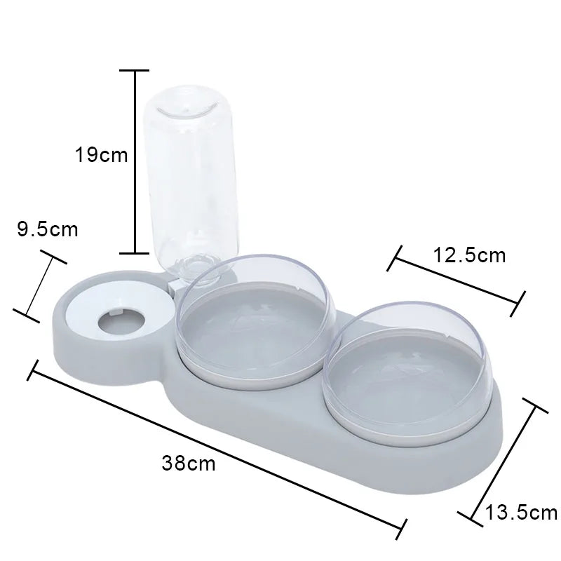 Raised Pet Feeding Station Tilted 3-Bowl Design With 500ML Water Bottle Fall 2025 Comfort-Grip Spine Protection