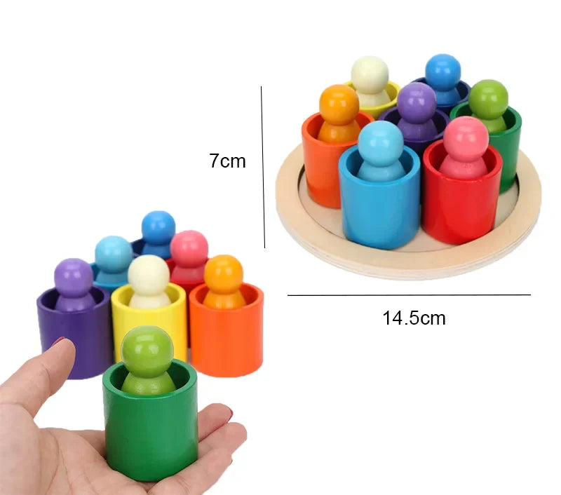 Rainbow Wooden Blocks Montessori Stacking Toys Wood Building Blocks Back to School 2025 Educational STEM Gift