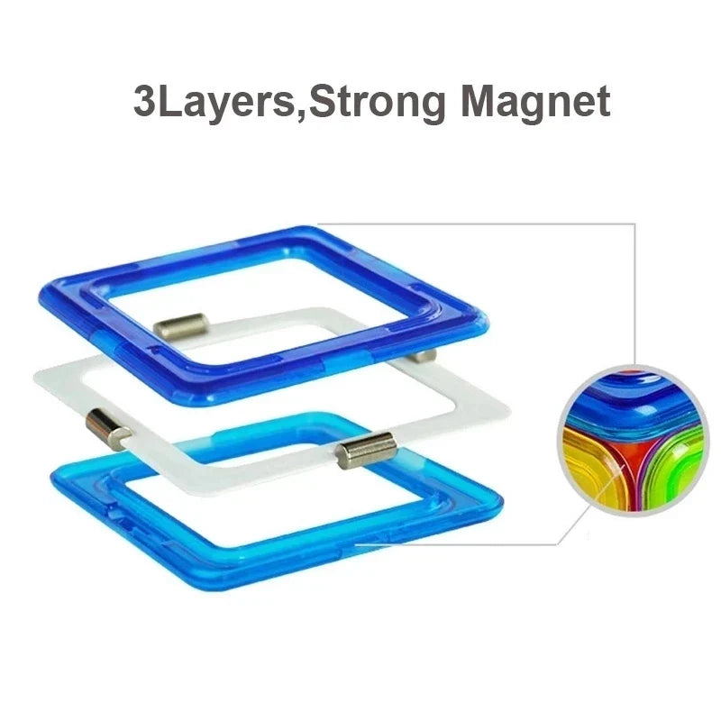 Educational Magnetic Building Blocks Kit - 40-Piece Colorful Constructor Toys for Kids, Triangle & Square Shapes, Fun Learning Activity