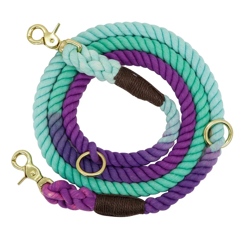 Dog Leash Rope Nylon Heavy Duty Walking Lead Hiking Training Fall 2025 Cozy Leather Wrapped Grip