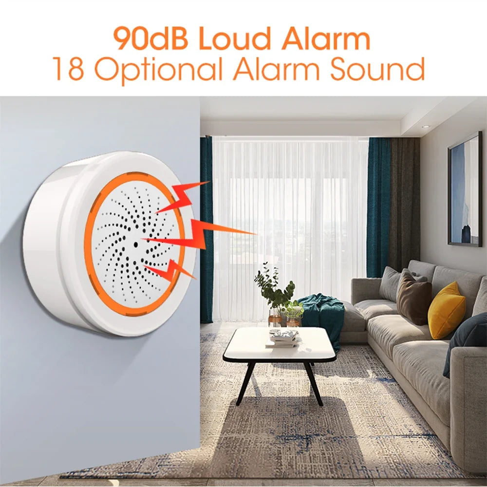 Tuya Zigbee Smart Siren Alarm with Strobe Alerts USB Power Supply for Household Security