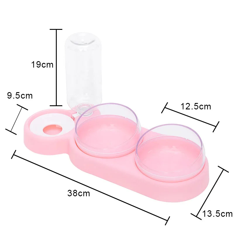 Raised Pet Feeding Station Tilted 3-Bowl Design With 500ML Water Bottle Fall 2025 Comfort-Grip Spine Protection