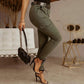 Stylish Women's Cargo Jeans with Pockets, Comfortable Stretch Fabric, Modern Fit, Available in Armed Green, Navy Blue, Gray-2