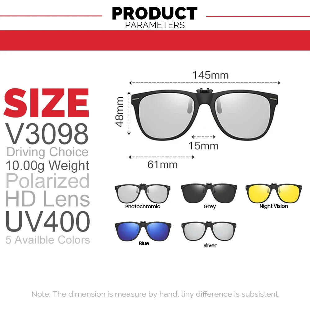 Sunglasses Photochromic Flip-Up Clip-On Polarized Lenses for Driving Summer 2026 Trend Gift Idea