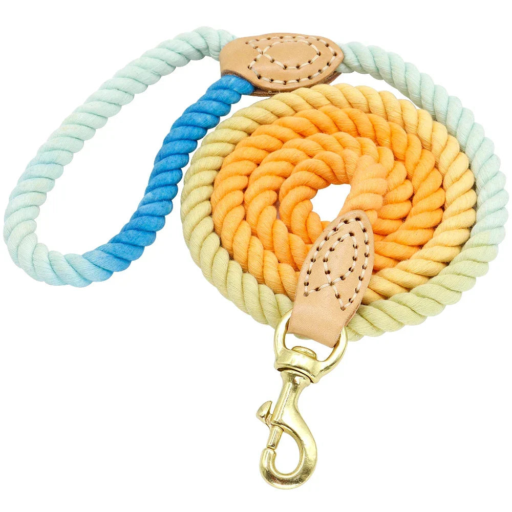 Dog Leash Rope Nylon Heavy Duty Walking Lead Hiking Training Fall 2025 Cozy Leather Wrapped Grip