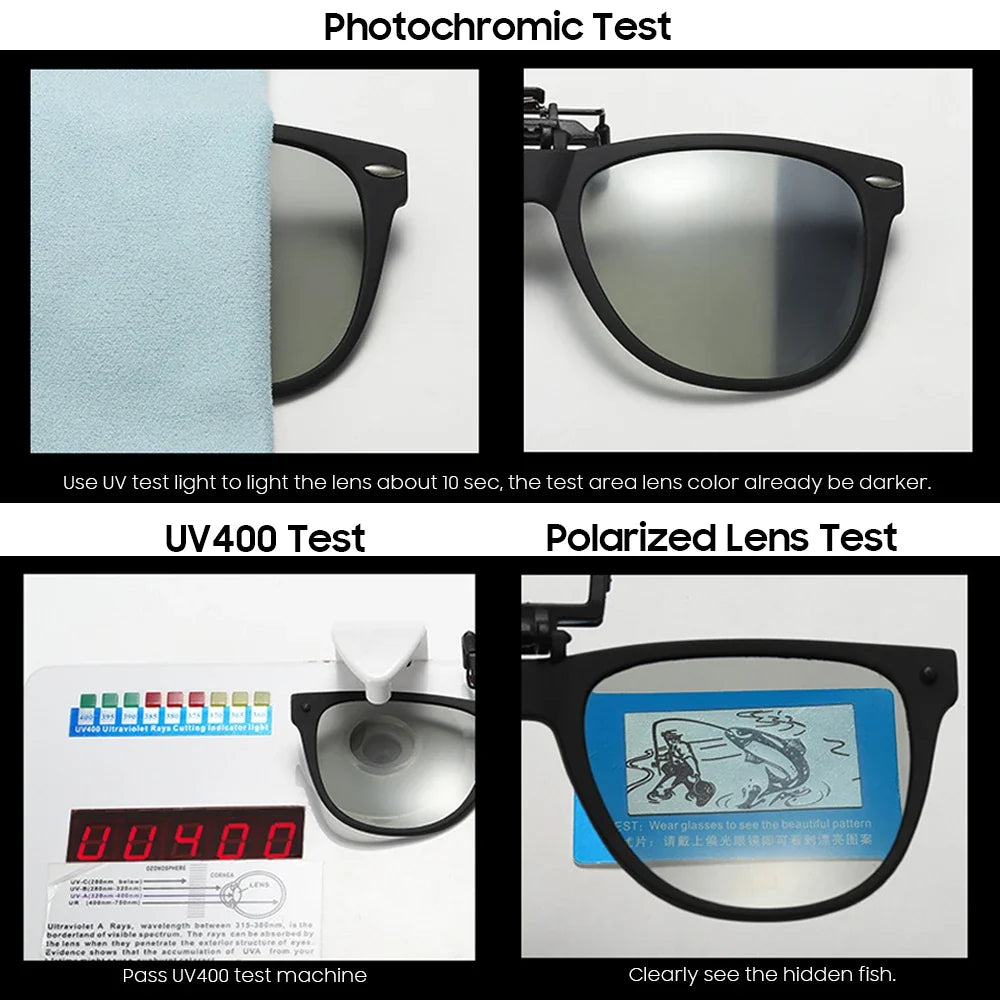 Sunglasses Photochromic Flip-Up Clip-On Polarized Lenses for Driving Summer 2026 Trend Gift Idea