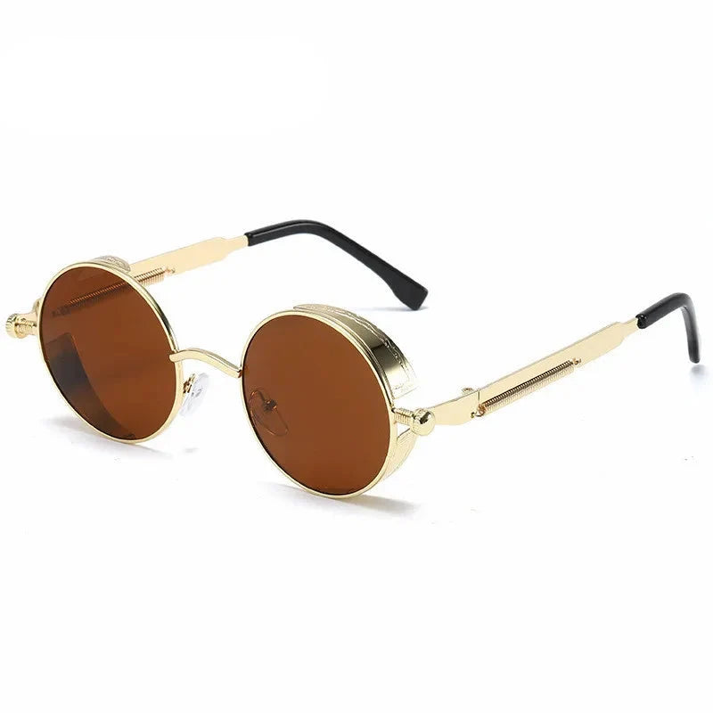 Steampunk Metal Sunglasses for Men Women Vintage Round Glasses Fashion High Quality Oculos de Sol