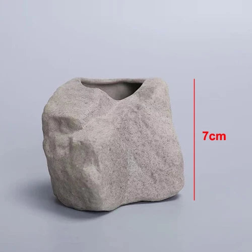 Ceramic Vase Stone Texture Tabletop Sculpture Vase Household Decor Fall 2025 Wedding Centerpiece Rustic Gift