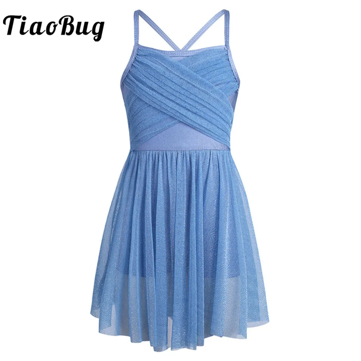 Lyrical, Glitter Mesh, Polyester, For Ballet, Gymnastics – Light Girls’ Dance Dress