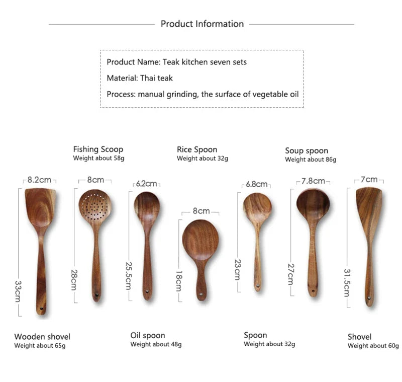 Eco-Friendly Cooking Spoons Non-Stick Safe 2026 – Organic Teak Wooden Kitchen Utensil Kit