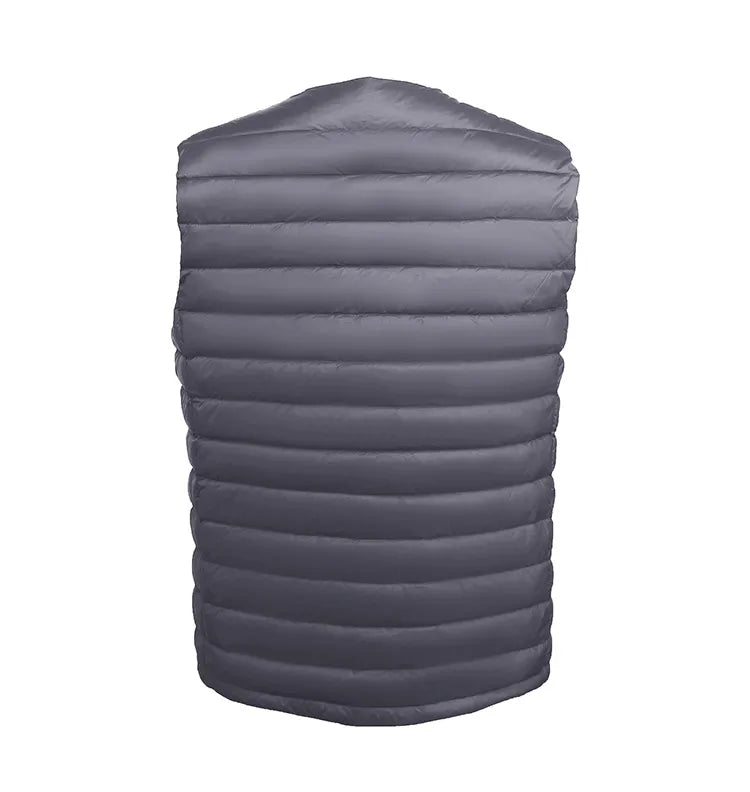 Light Men's Down Vest - Short Quilted, Nylon Layering